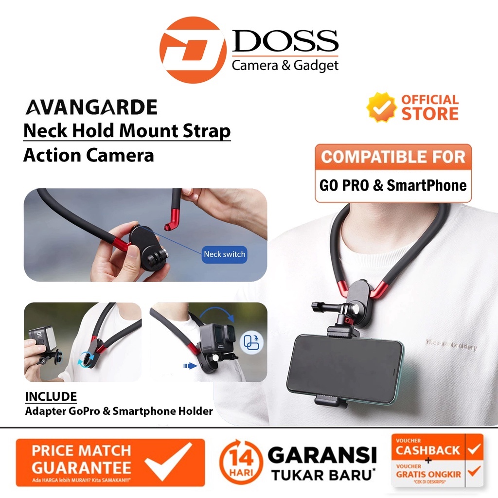 Jual Avangarde Neck Holder Mount Strap Action Camera GoPro & Smartphone ...