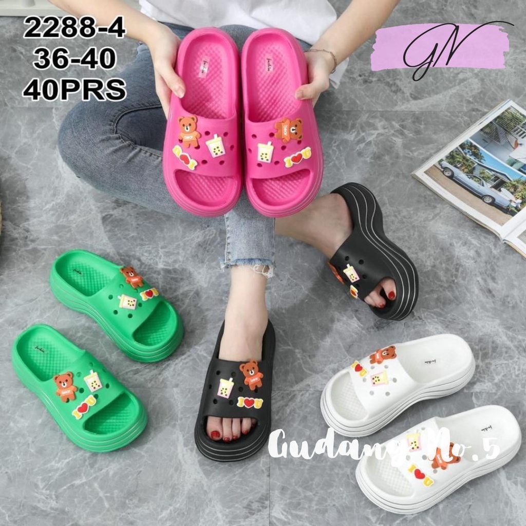 Jual Gn Sandal Balance Selop Jelly Wedges Tebal Korean Style