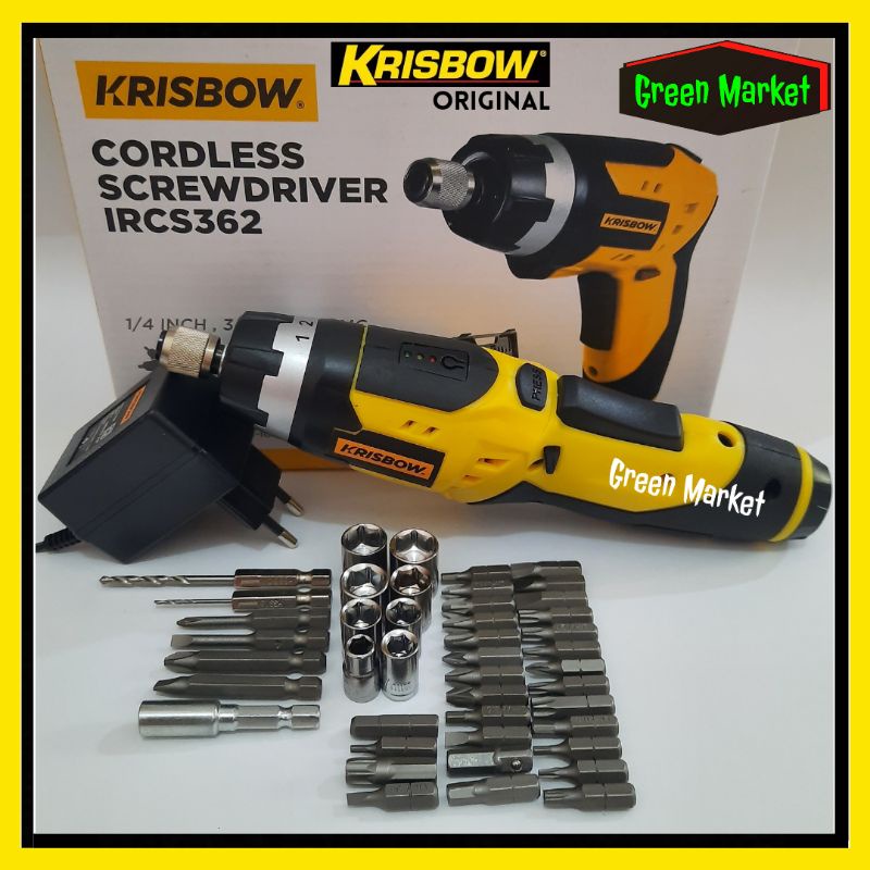 Jual Krisbow Cordless Screwdriver 3 6V IRCS362 Bor Baterai Charge Krisbow 3 6Volt Set Shopee Indonesia