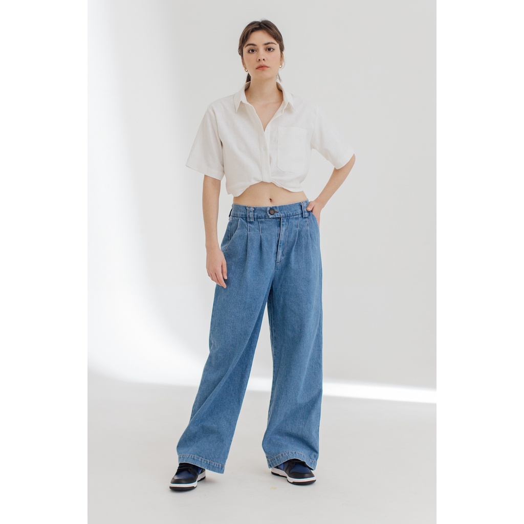 Jual Kivee - Parsley Palazzo Blue Denim / Celana Palazzo Wanita / Loose ...