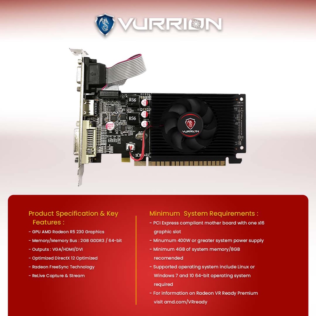 Jual Vga Card AMD Radeon R5 230 2GB GDDR3 64BIT [ LP - Low Profile ...