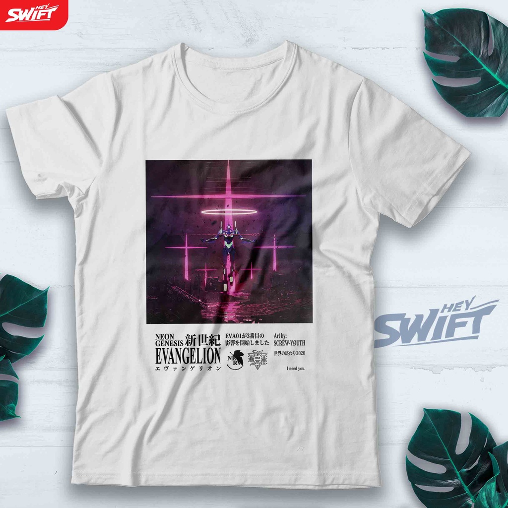 T-Shirt Evangelion - Coton 100% - Imprimé Ayanami Rei & Personnages - Style Rétro Anime