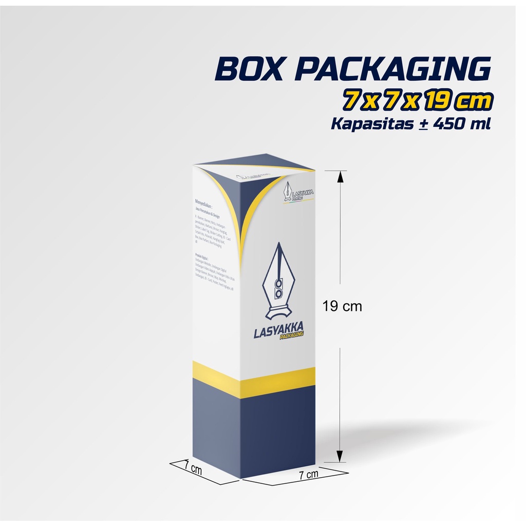 Jual box packaging CUSTOM ukuran 7 x 7 x 19 cm / box botol 450 ml ...