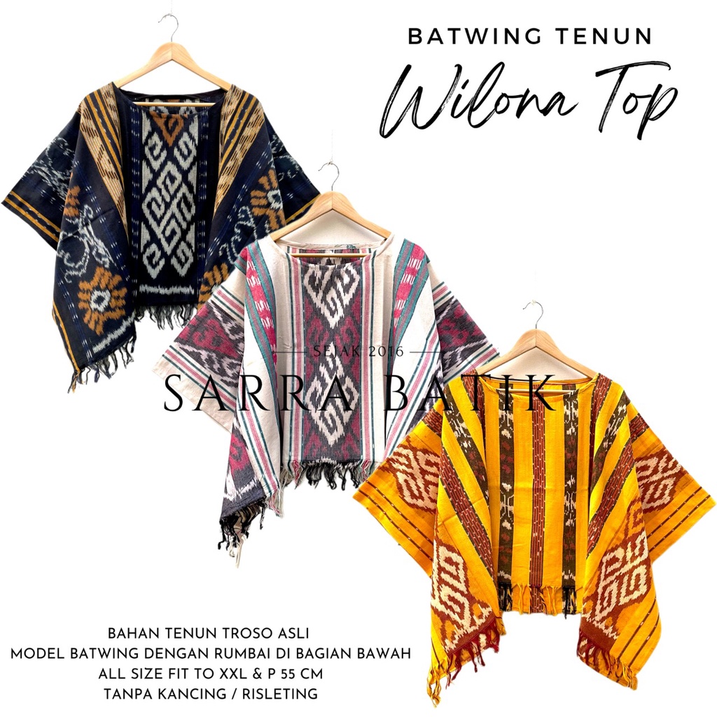 Jual PREMIUM Top Batwing Wilona Tenun Troso Asli Batik Toraja Atasan ...