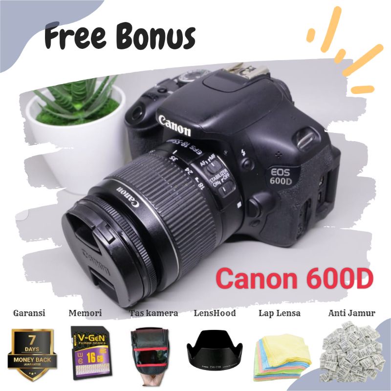 Jual Kamera Canon 600D + Lensa Kit 1855MM + Memori 16Gb + Tas+Garansi