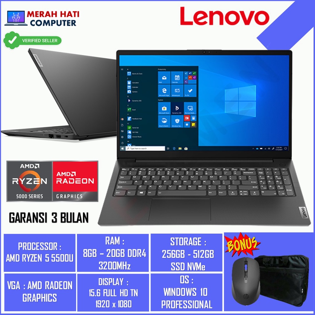Jual Laptop Gaming Murah Lenovo IdeaPad V15 Amd Ryzen 5 5500U Ram 16GB ...