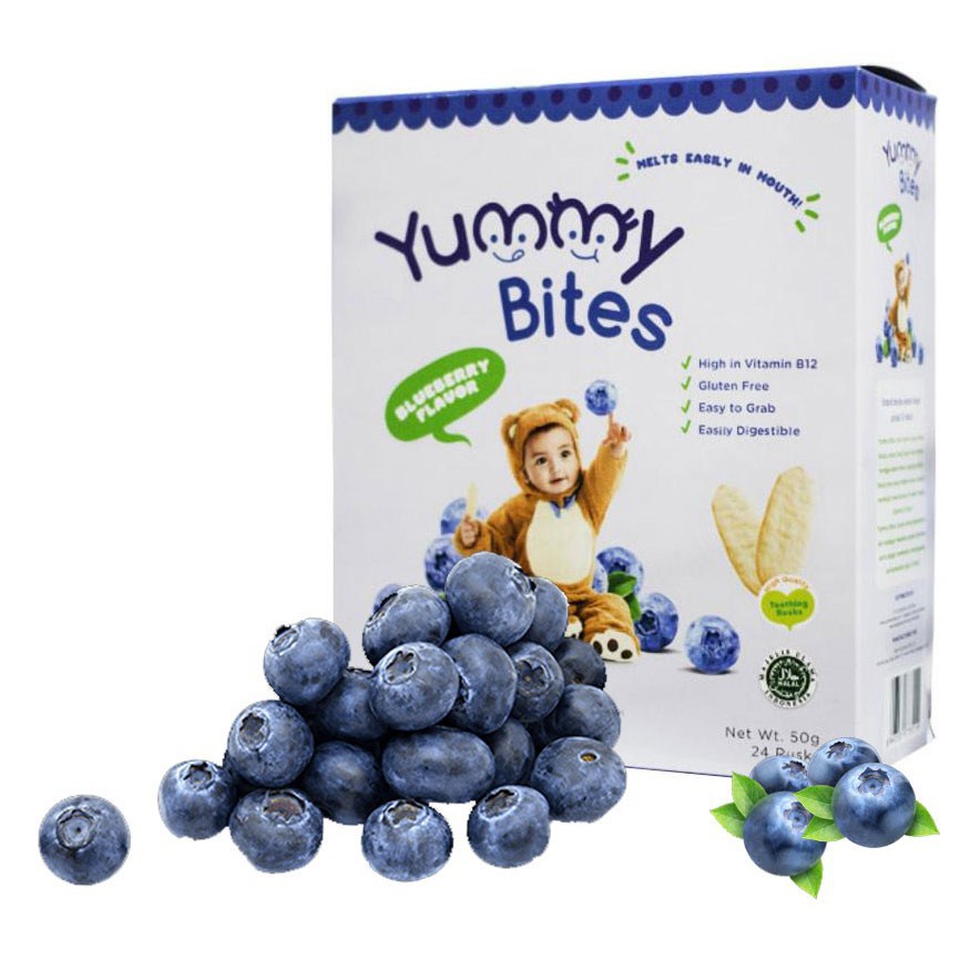 Jual Yummy Bites Rice Crackers Blueberry 50 Gr Box 24 Rusk | Shopee ...