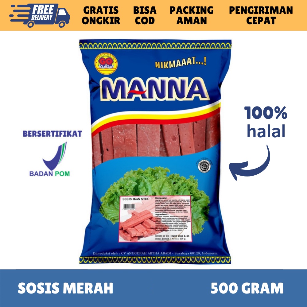 Jual [frozen Food Gomanna] Sosis Ikan Stik Merah Isi 30 32 350gr