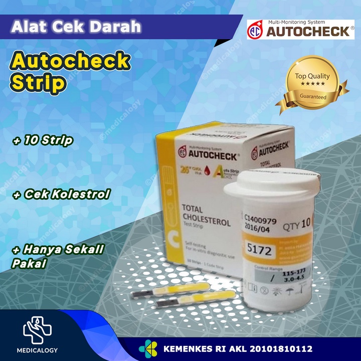 Jual AutoCheck Strip Alat Cek Kolesterol / Cholesterol Test Strip (10 ...