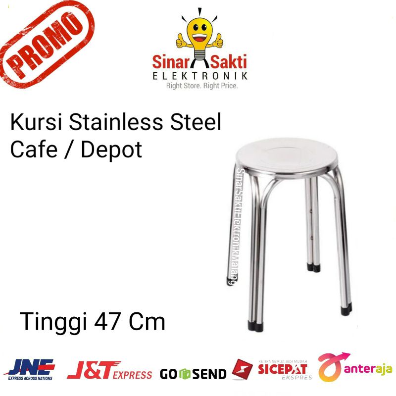 Jual Kursi Stainless Steel Bakso Bulat Kursi Anti Karat Stenlis Cafe