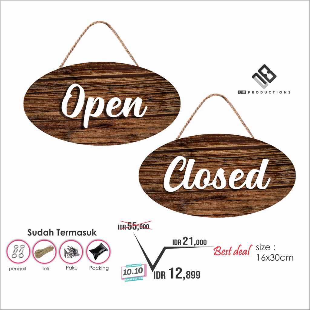 Jual Hiasan Dinding Pajangan Wall Decor Open Closed Bolak Balik Buka