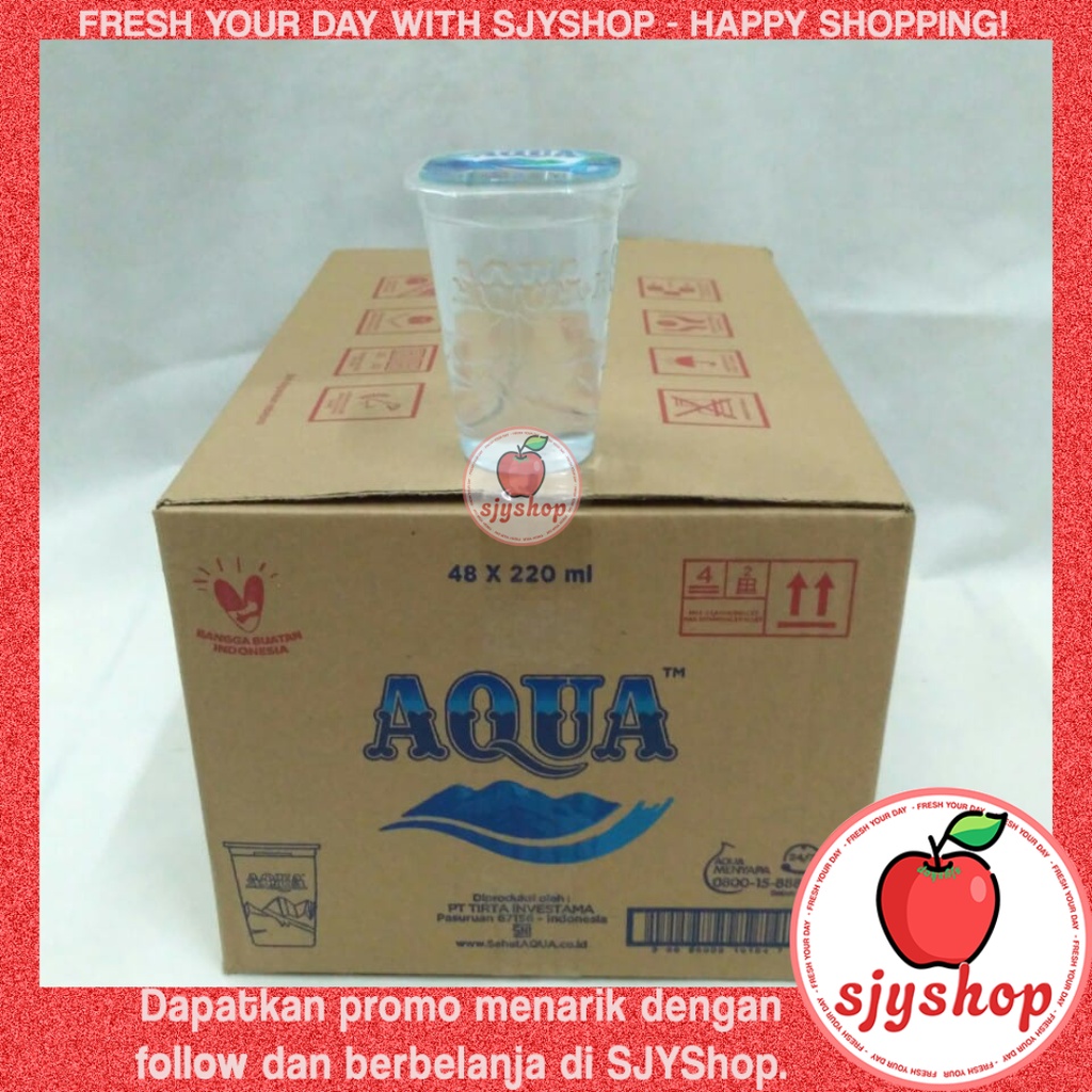 Jual Aqua Gelas 220ml 1 Dus Isi 48 Pcs Air Mineral Sjyshop Shopee Indonesia 1302
