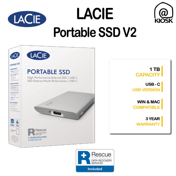 Jual Lacie Portable SSD V2 1TB / USB - C / 3 Warranty Years | Shopee ...