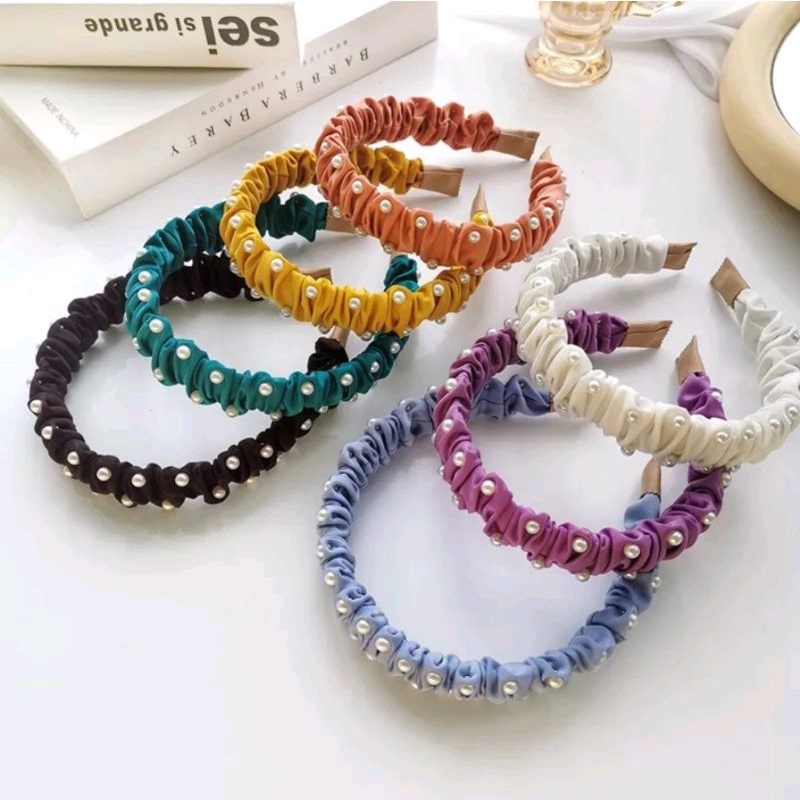 Jual Bando Scrunchi Kerut Mutiara | Shopee Indonesia