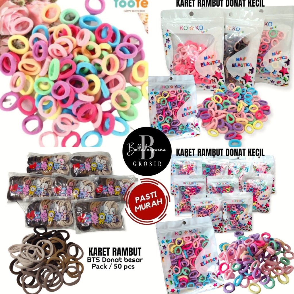 Jual BELLA - KARET IKAT RAMBUT DONUT DONAT KECIL BESAR BTS - HARGA PER ...