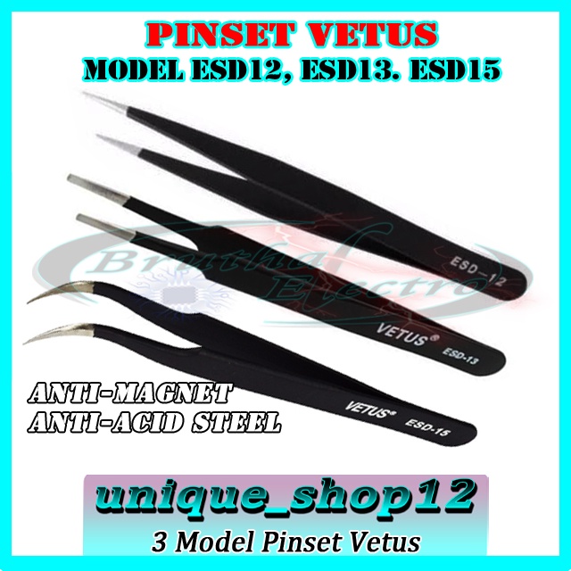 Jual Pinset Vetus Tweezer Bengkok Lurus Lancip Lurus Tumpul ESD-12,13 ...
