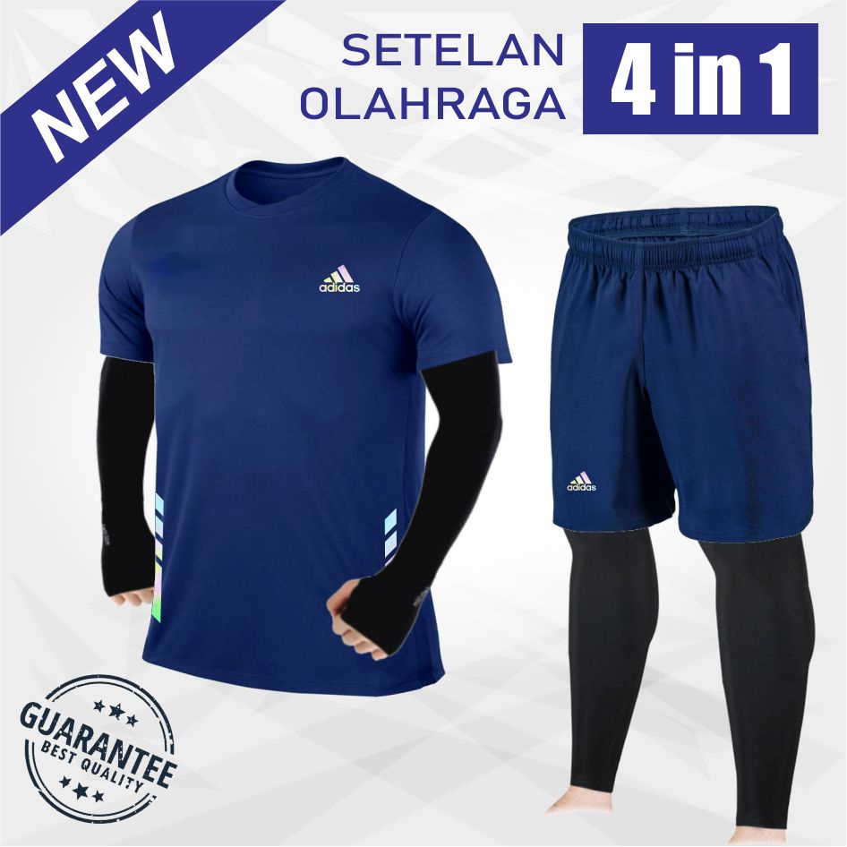 Jual Setelan Olahraga Pria Lengkap 1 Set Baju Kaos Dryfit Pakaian ...