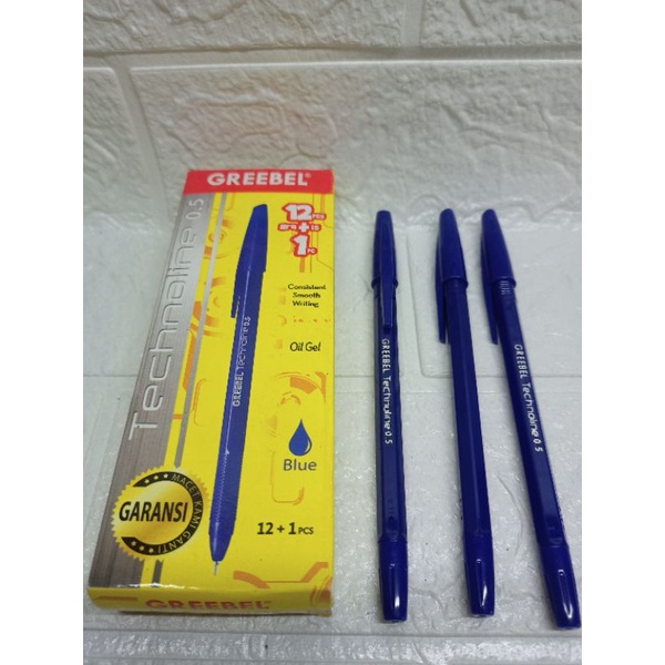 Jual Pena/Pulpen/Balpoint GREEBEL TECNOLINE O.5 Biru12 Bonus 1 (Lusin ...