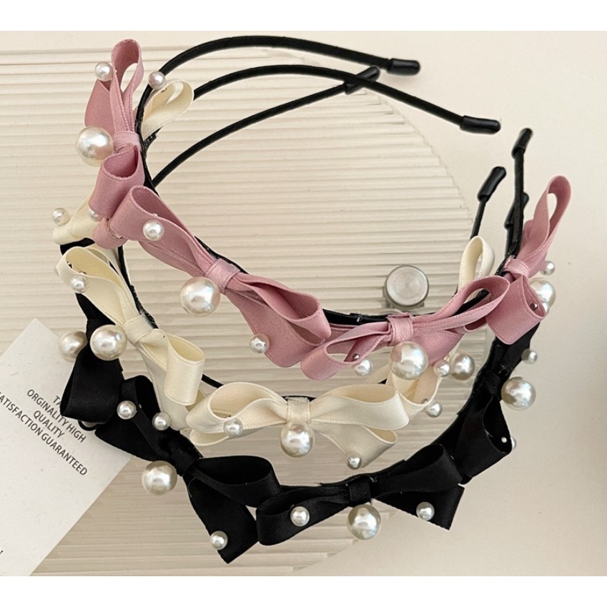 Jual Caliloops Bando Korea Pita Mutiara Polos Dewasa Lucu Tipis Aulian ...