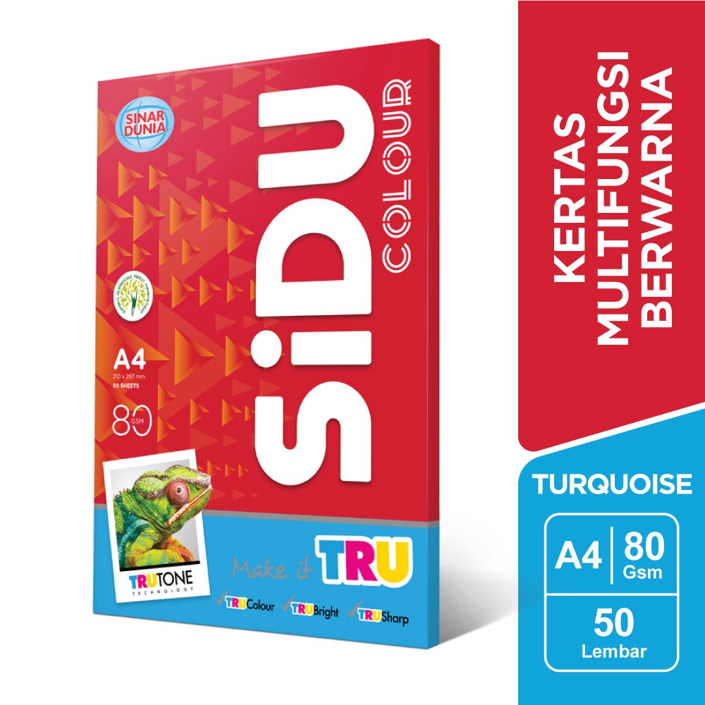 Jual Sidu Kertas Fotocopy Berwarna Turquoise 80 Gsm A4 Sdu Clr 80 A4