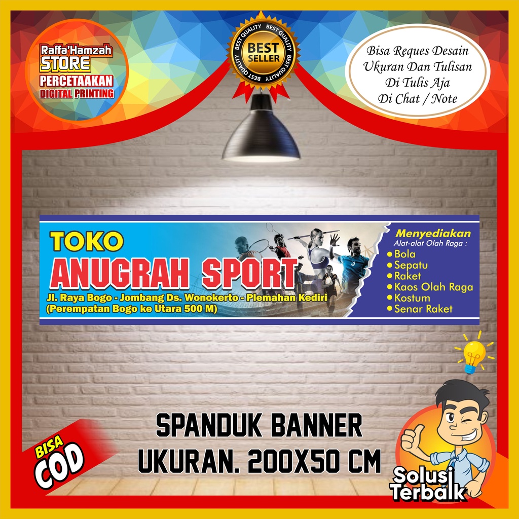 Jual Spanduk Banner Toko Sport / Spanduk Toko Sport Ukuran 200x50 Cm ...