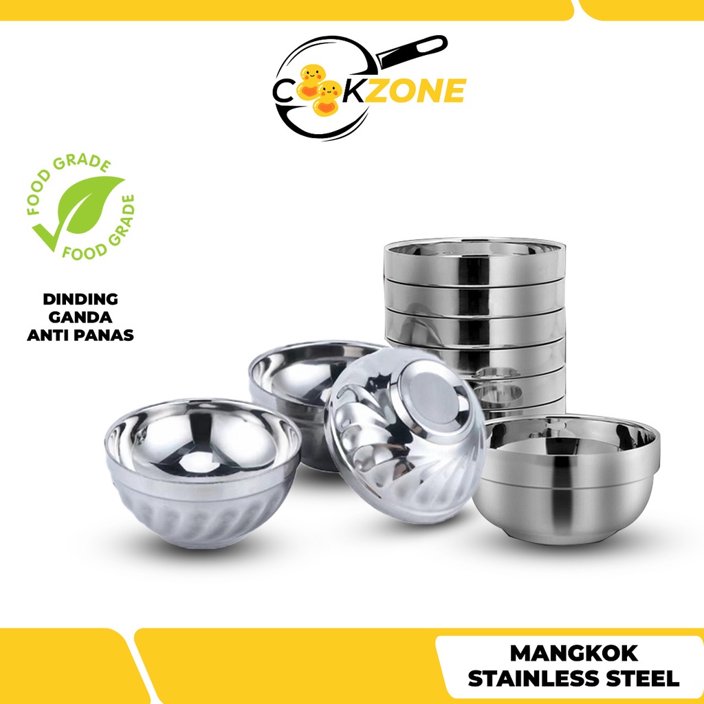 Jual Cookzone Mangkok Stainless Steel Korean Style Mangkok Tebak Double Wall Anti Panas Rumah 9785