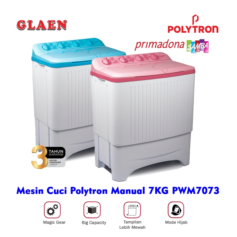 Jual Mesin Cuci 2 Tabung Polytron 7 Kg PWM 7073 | Mesin Cuci Twin Tub ...