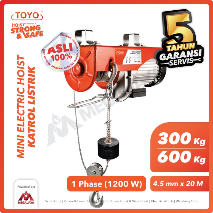 Jual Chain Block Mini Electric Hoist / Katrol Listrik 300/600 Kg X 20 ...
