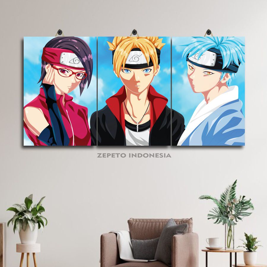 Jual 21-34 PAJANGAN KAMAR BAYI GAMBAR FOTO NARUTO 60X30 MULTI PANEL