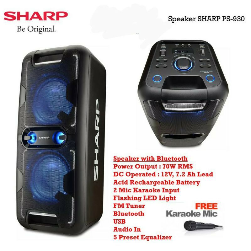 Jual SHARP NEW PORTABLE AUDIO PS-930 BLUETOOTHS SPEAKER | Shopee Indonesia