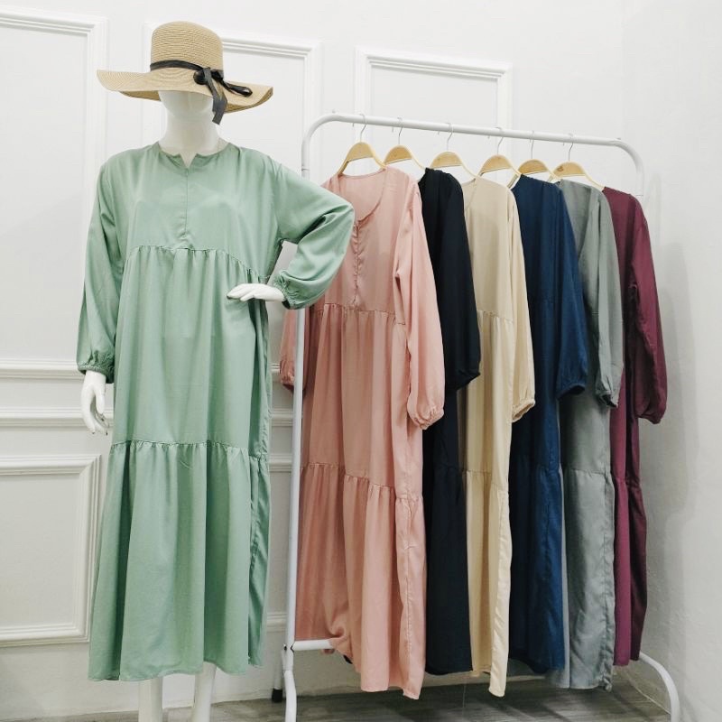 Jual MIDI DRESS STANDAR | GAMIS RUFFLE | GAMIS SUSUN | Shopee Indonesia