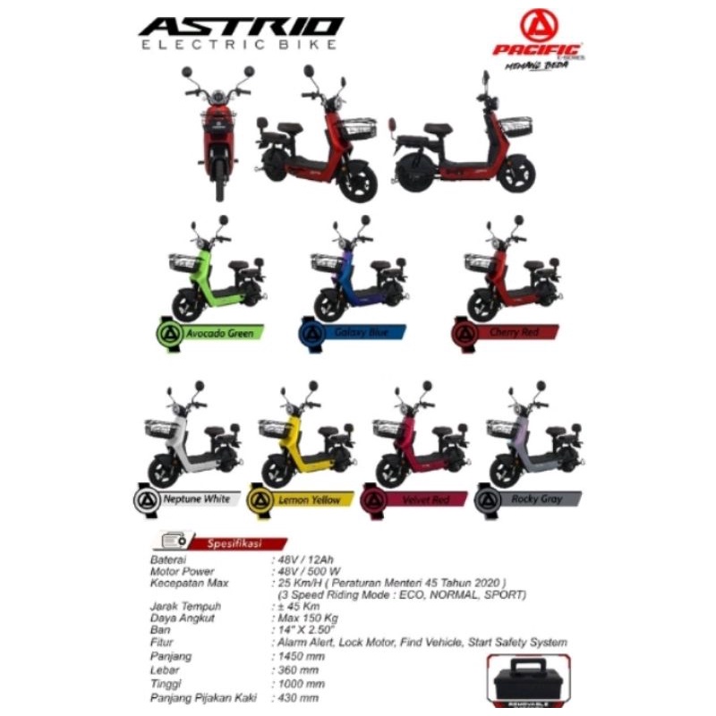 Jual Sepeda listrik Pacific Astrio 100% ori Garansi resmi | Shopee ...