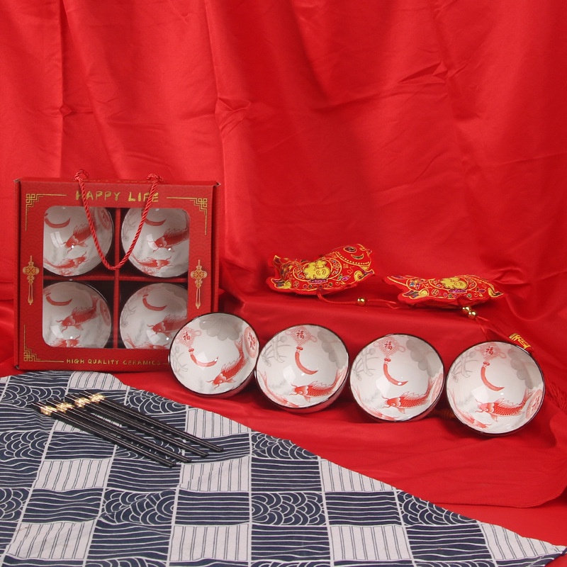 Jual Mangkok Sumpit Set Jepang Minimalis Tbox Mangkok Keramik Bowl Set 4pc Hampers Kado T 