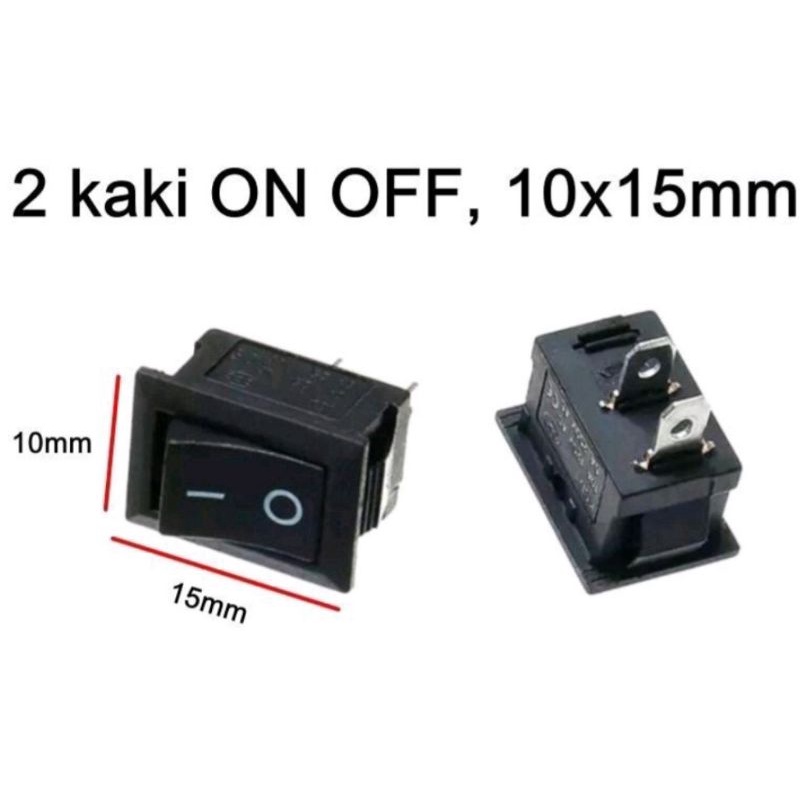 Jual saklar 2 pin saklar on off rocker switch 2 pin segi hitam | Shopee ...