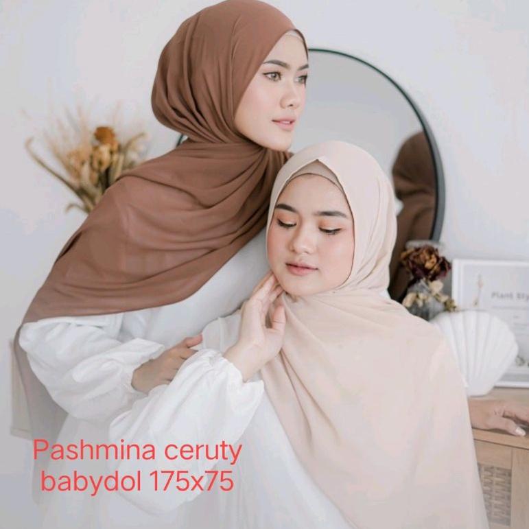 Jual [CBT.18Oc22q] 175 x 75 pashmina ceruty polos by laamia hijab ...
