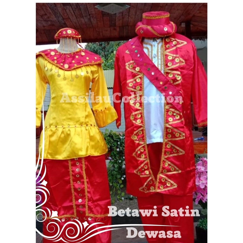 Jual Baju Adat Dewasa Pengantin Betawi Satin Satuan Laki Cewek