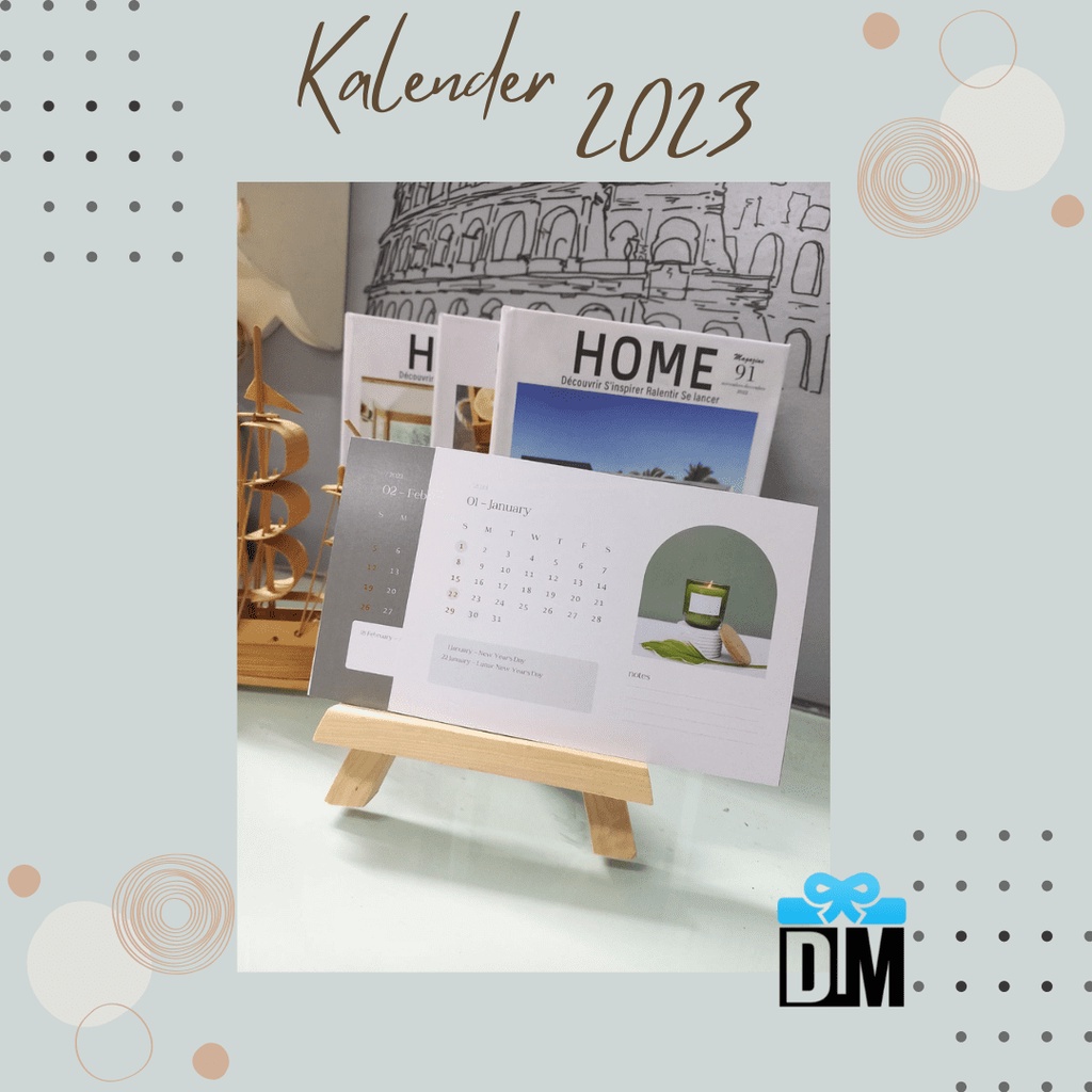 Jual Kalender Duduk Aesthetic Kalender 2023 2024 2025 Minimalis Kalender Meja Simple Elegan #M 