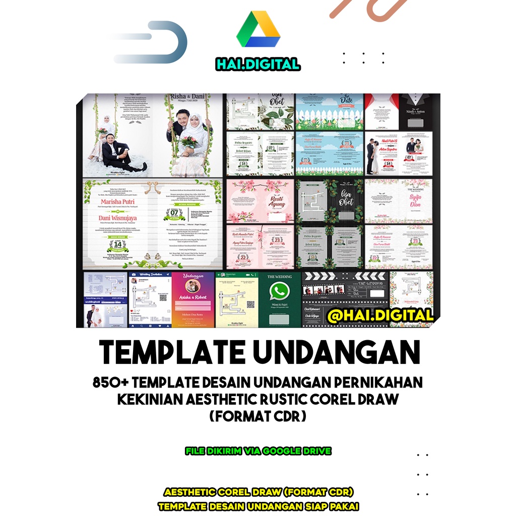 Jual 850+ Template Desain Undangan Pernikahan Kekinian Aesthetic Rustic ...