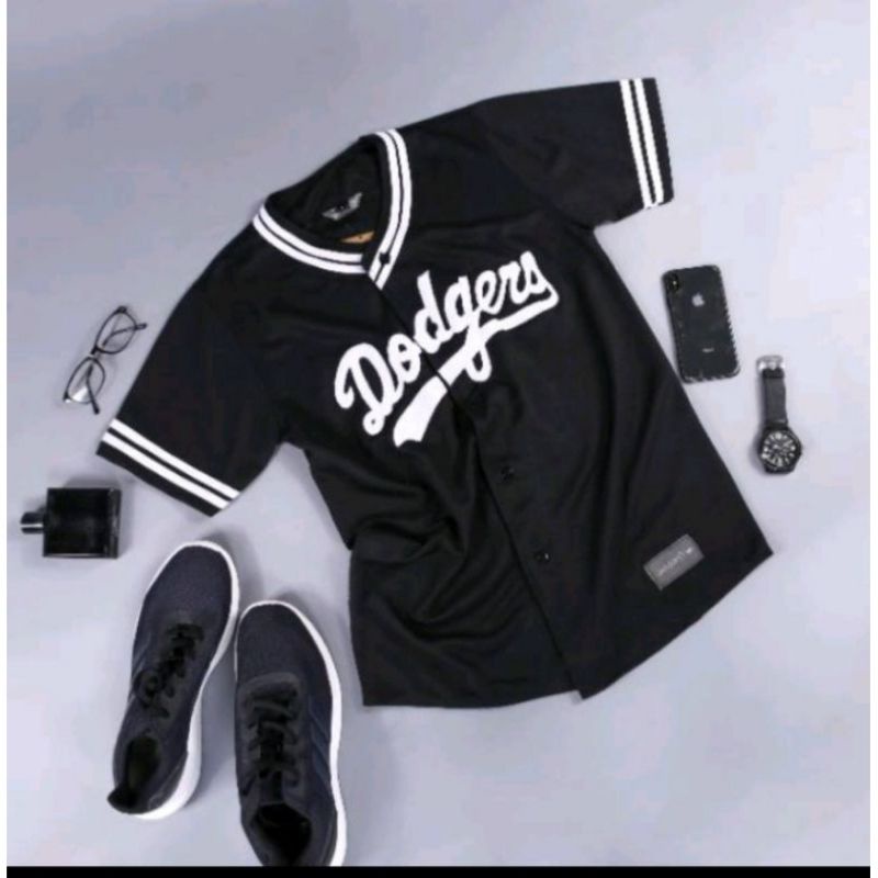 Jersey baseball baju baseball dodgers navy paragon 