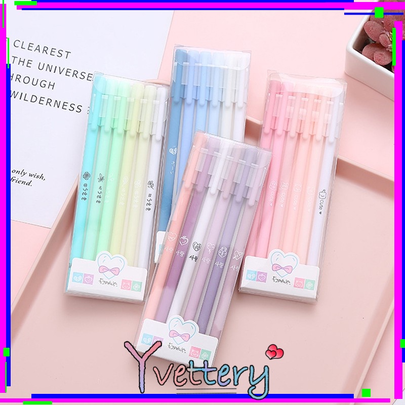 Jual COD ️6 Pcs Gel Pen Set Morandi Color Student Signature Pen Siswa ...