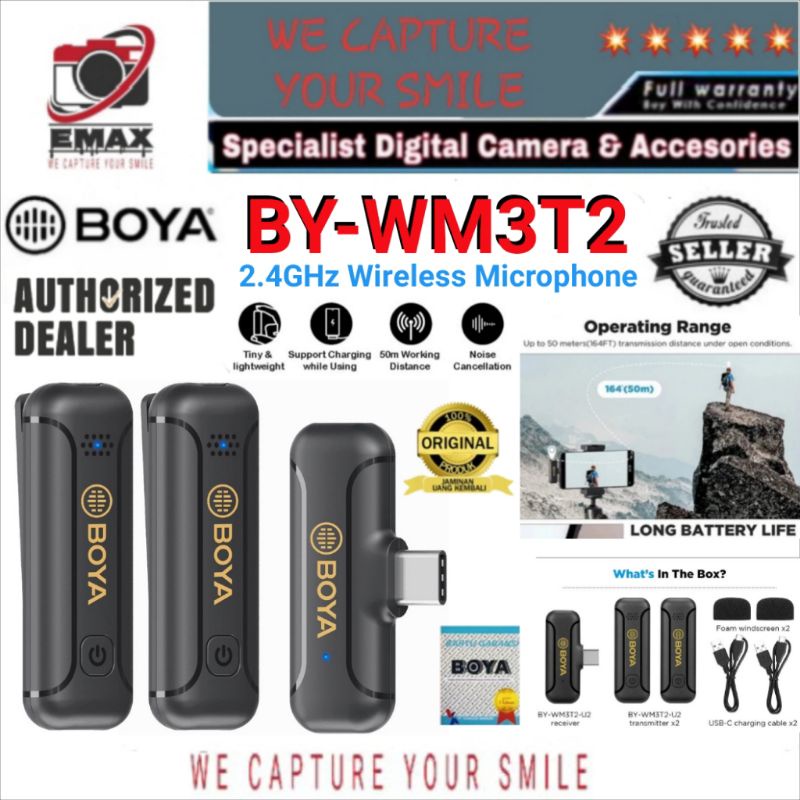 Jual BOYA BY-WM3T2-U2 / U1 Mini 2.4GHz Dual Channel Wireless Microphone ...