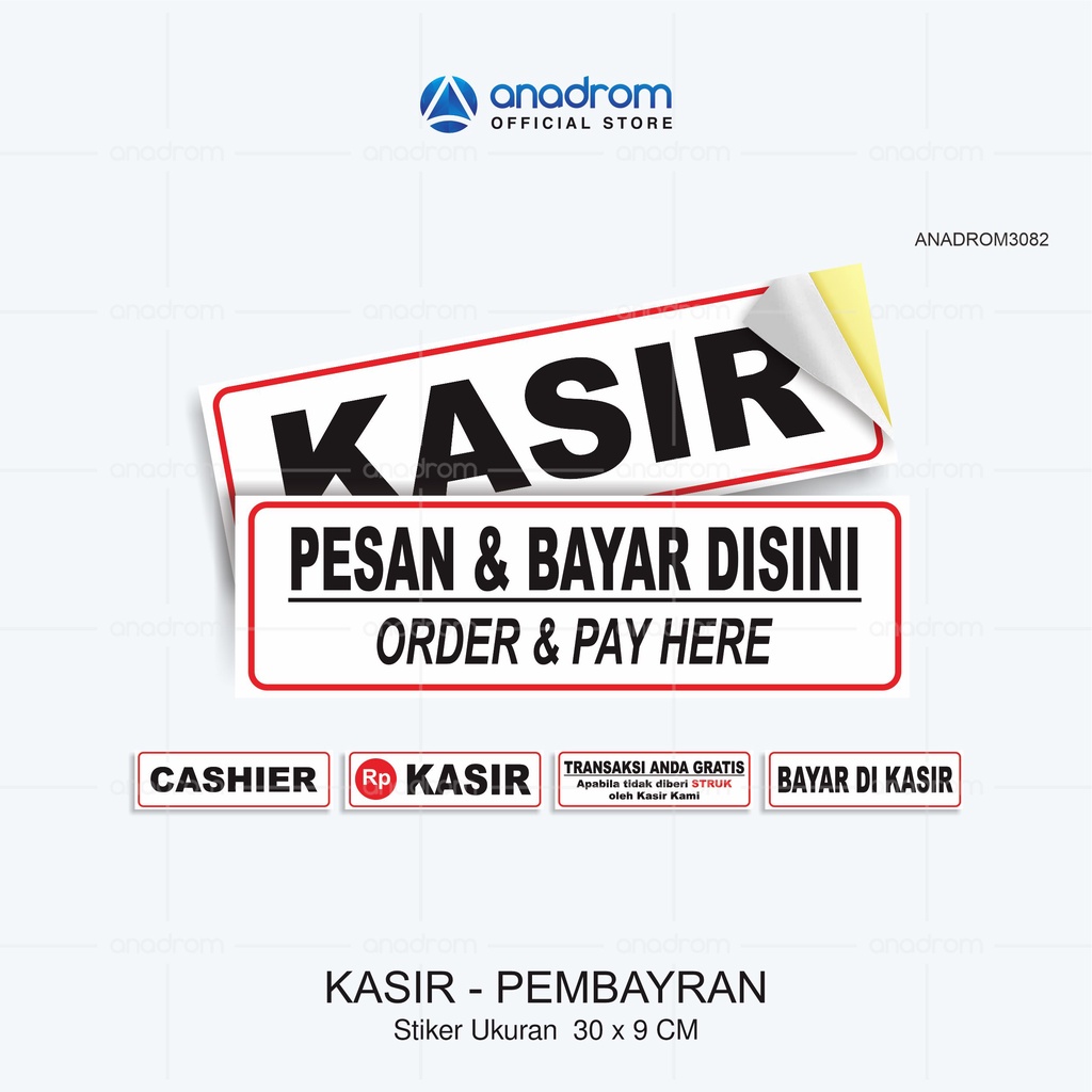 Jual Stiker Kasir | Waterproof 30x9 cm | Anadrom 3082 | Shopee Indonesia