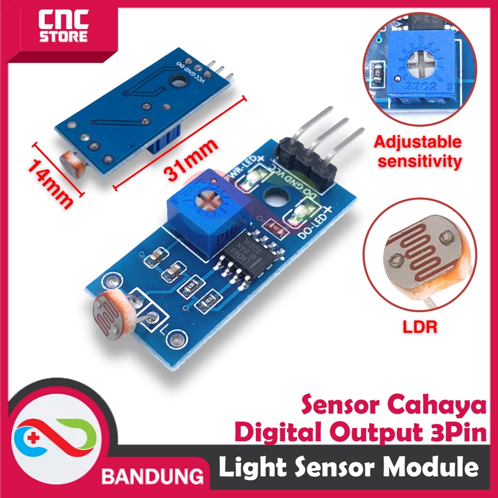 Jual PHOTOSENSTIVE LIGHT LDR RESISTANCE SENSOR CAHAYA MODULE LDR MODULE
