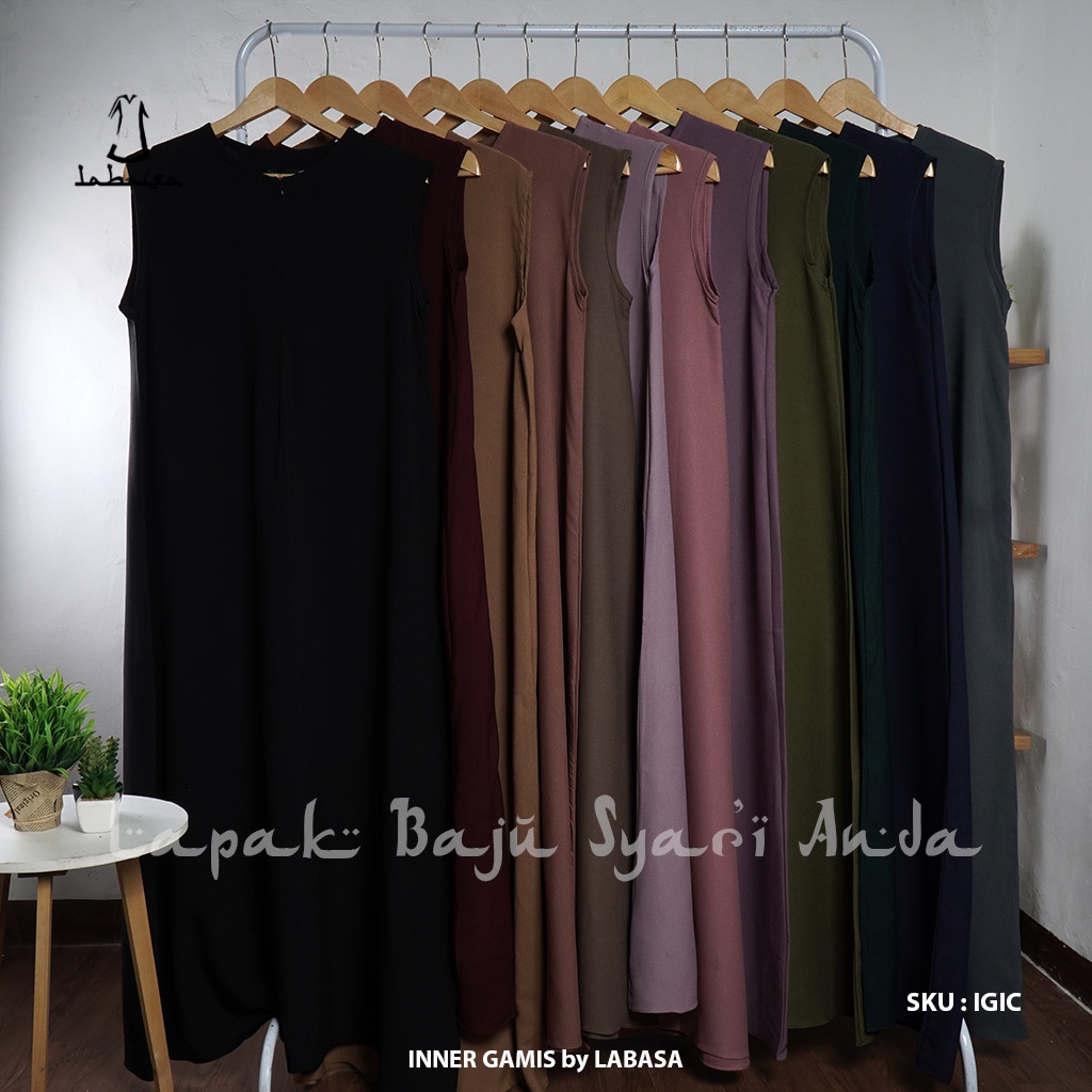 Jual Inner Dress Tanpa Lengan Polos Ity Crepe Haura Series | Gamis ...