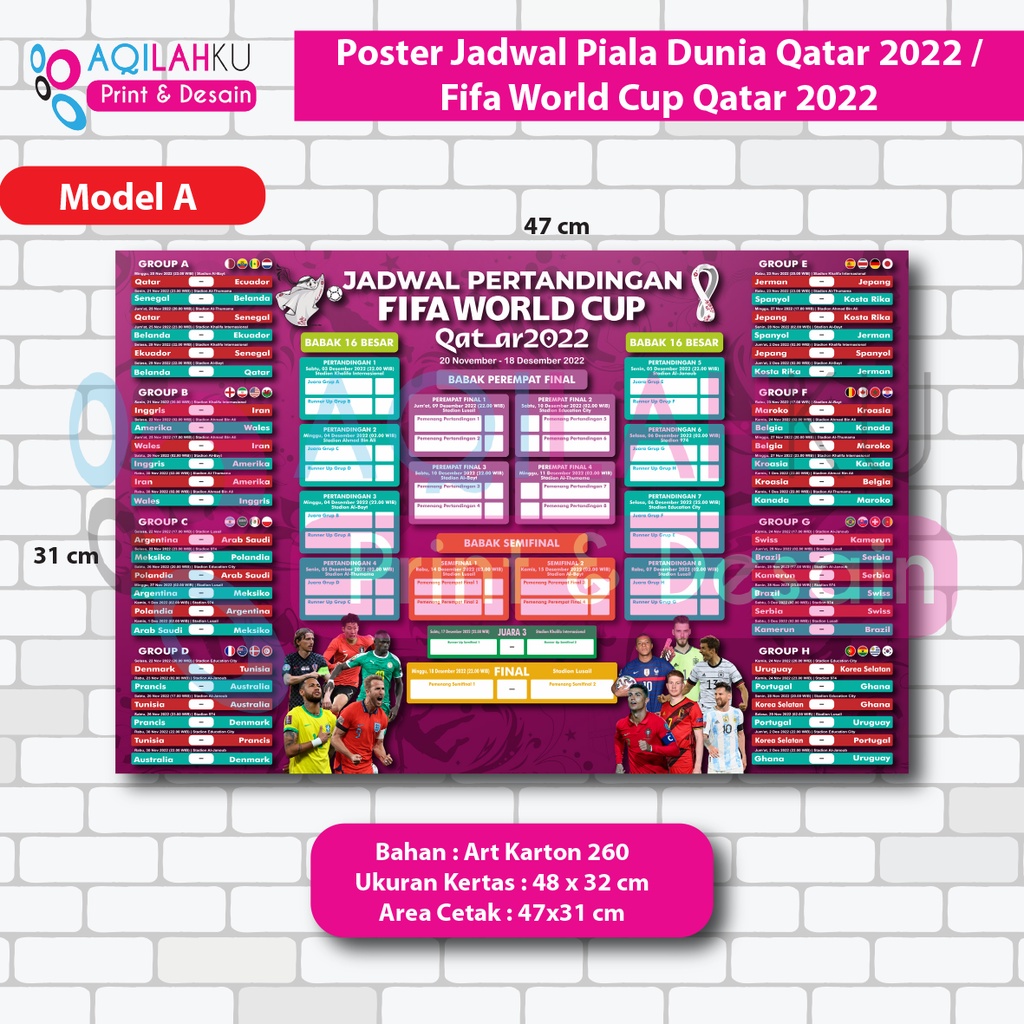 Jual Poster Jadwal Piala Dunia Qatar Shopee Indonesia