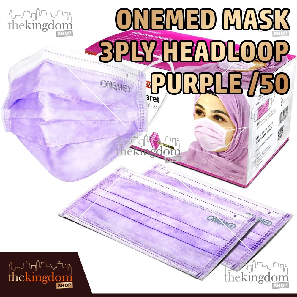 Jual Onemed Mask 3ply Headloop /50 Masker Hijab Bedah Karet Jilbab ...