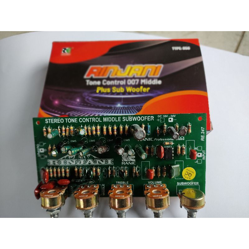 Jual kit tone control stereo middle plus subwoofer dc 12v rinjani