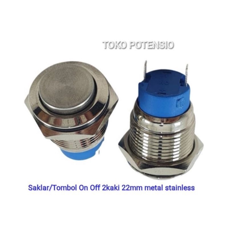 Jual SAKLAR / TOMBOL ON OFF 22MM 2KAKI METAL STAINLESS | Shopee Indonesia