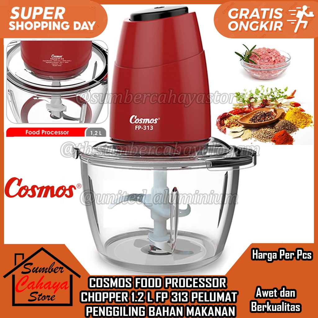 Jual CHOPPER COSMOS FP313 FOOD PROSESSOR WITH TURBO KNOB 1.2LITER ...