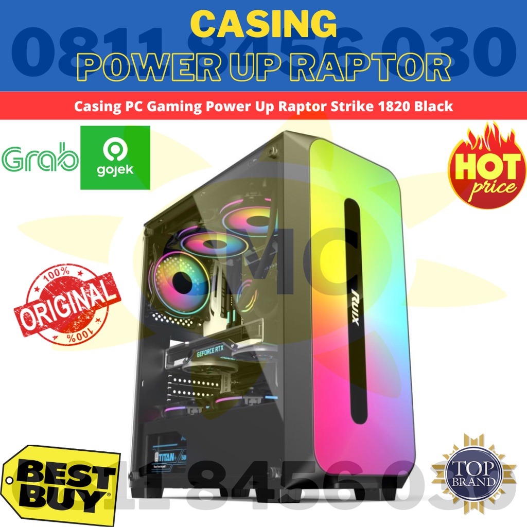 Jual Casing PC Gaming Power Up Raptor Strike 1820 Black | Shopee Indonesia
